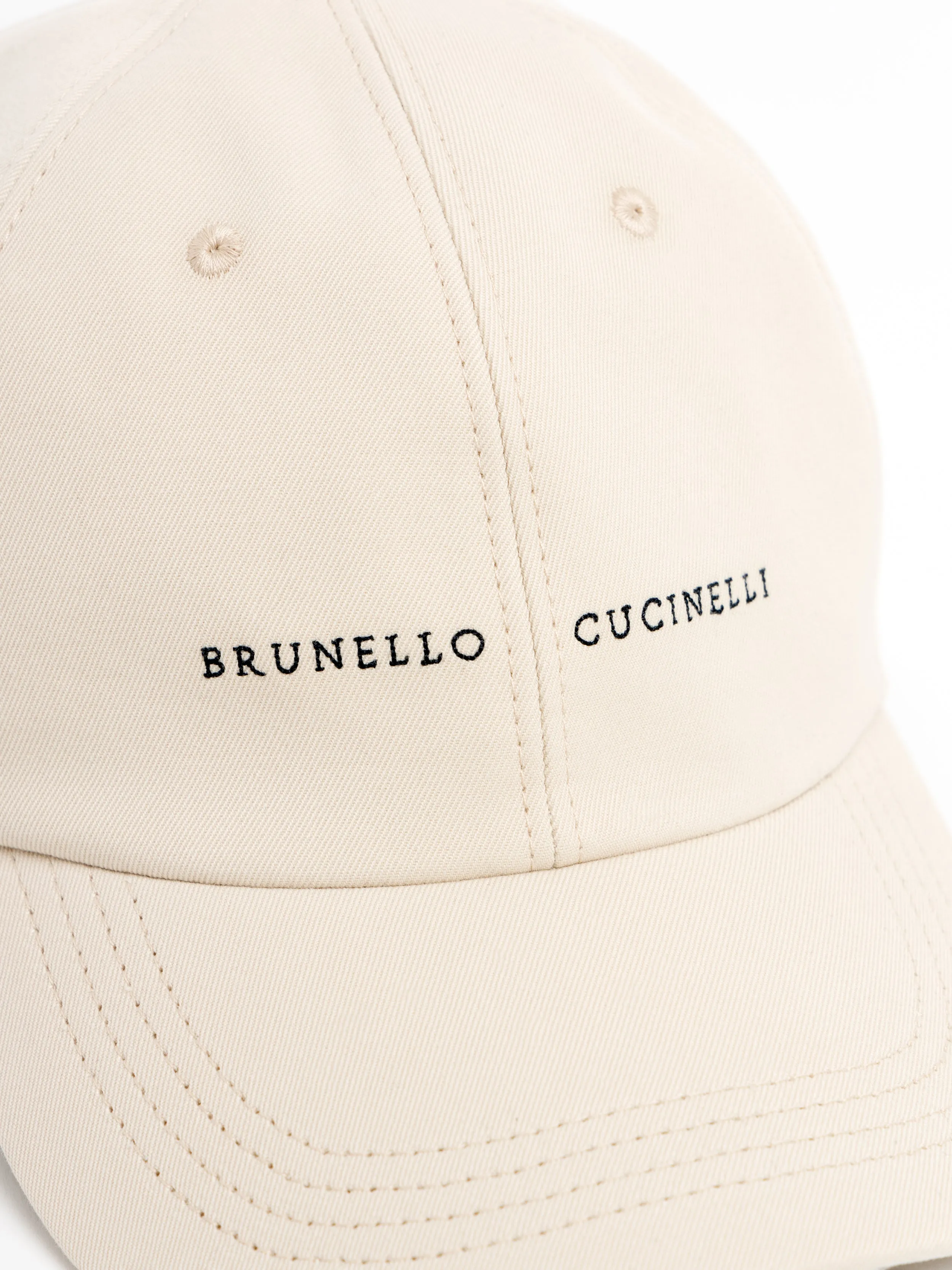 Oat Baseball Cap in Twisted Cotton Gabardine with Embroidery