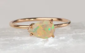 Opal Hammered Band Ring