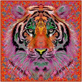 Orange Tiger, 110cm Square Silk Scarf