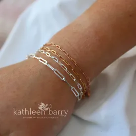 Paperclip chain link bracelet 2 link size options - Sterling silver, Gold or rose gold