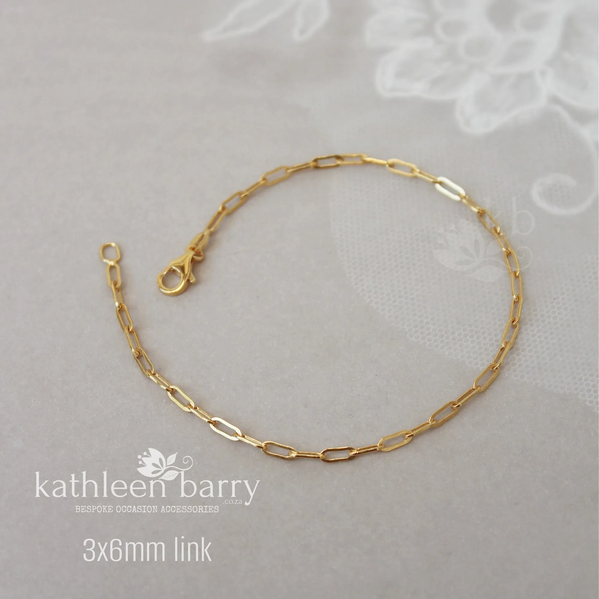 Paperclip chain link bracelet 2 link size options - Sterling silver, Gold or rose gold