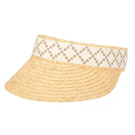 Past Noon - Women's Raffia Braid Visor with Jacquard Band