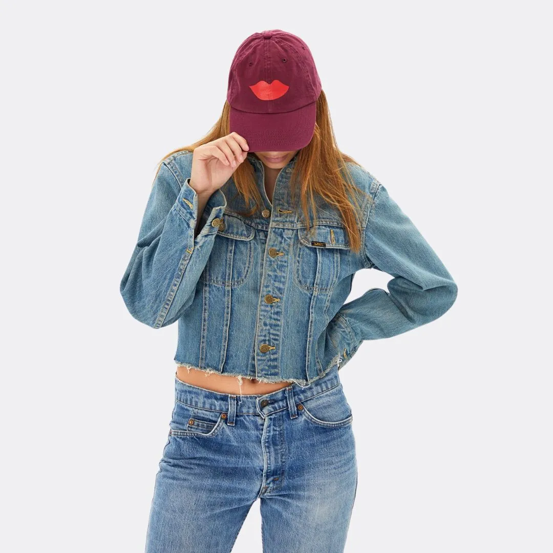 "Poppy Lips" Baseball Hat (Oxblood)