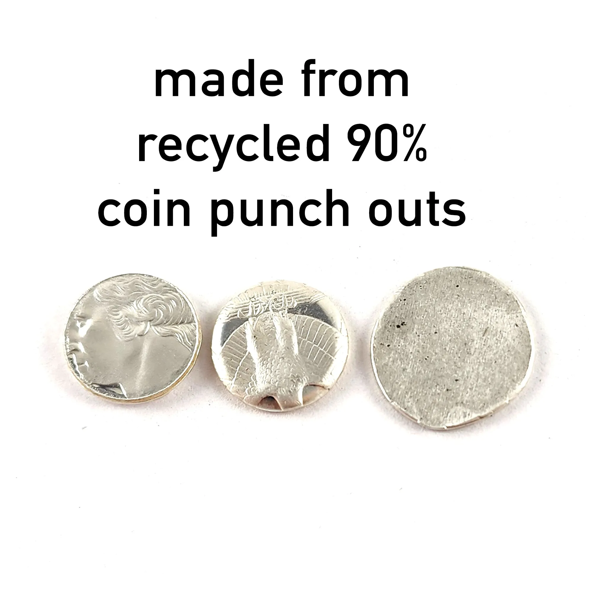 Recycled Coin Silver Mystic Tattoo Engraved Dangle Earrings