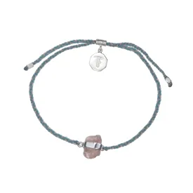 ROSE QUARTZ CRYSTAL BRACELET - TEAL AND DUSTY PINK - SILVER