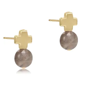 Signature Cross Gold Stud - Labradorite