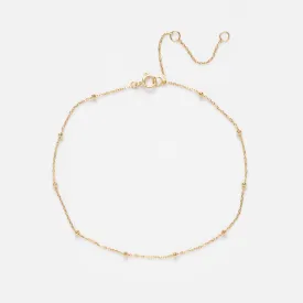 Solid Gold Beaded Anklet