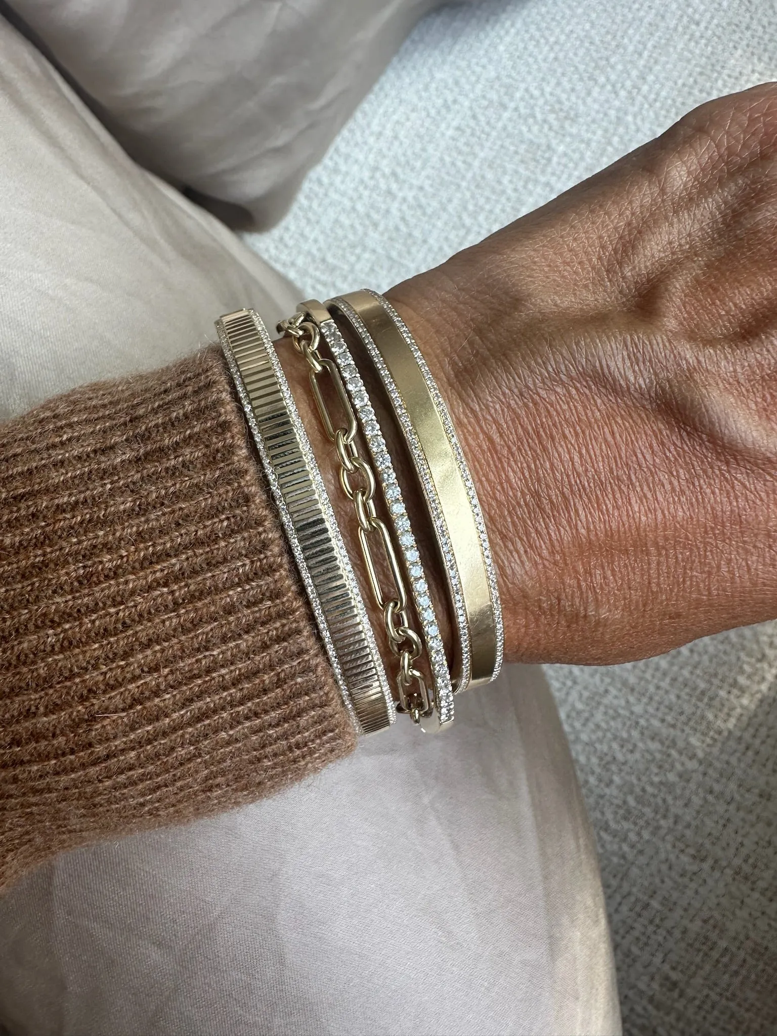 The Textured Diamond Edge Bangle