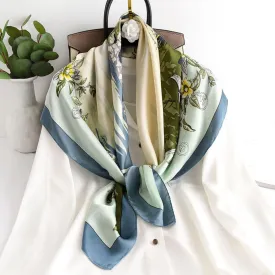 Traditional Chinese Chic Large Satin Scarf | 90x90cm Bandana | Twill Satin Shawl | Perfect Gift for Her, Mother's Day