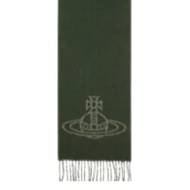 Vivienne Westwood Double Face Single Orb Saga Green Scarf